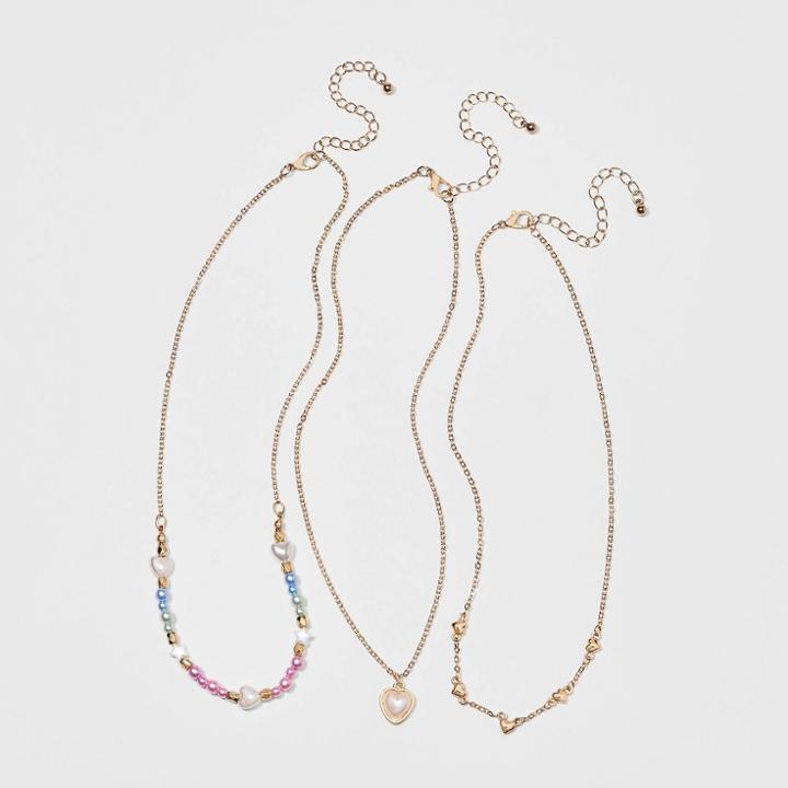 Girls' 3pk Layered Pearl Charm Necklace Set - Cat & Jack