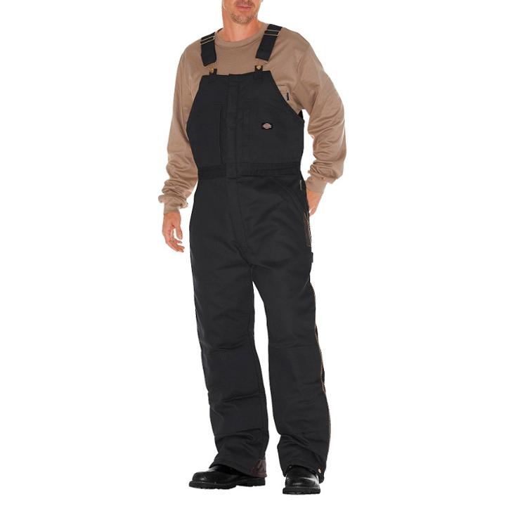 Dickies Men's Canvas Insulated Bib Wide Leg Overall- Black X-large,