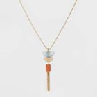 Semi-precious Angelite With Worn Gold Tassel Pendant Necklace - Universal Thread ,