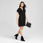 Women's Short Sleeve Crochet Button Front Dress With Pockets - Knox Rose Black