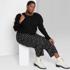 Women's Plus Size Puff Sleeve Crewneck Pullover Sweater - Wild Fable Black
