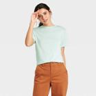 Women's Short Sleeve Cuff T-shirt - A New Day Mint