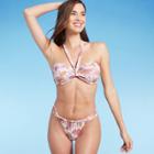 Women's Convertible Halter Bandeau Bikini Top - Shade & Shore Cream Floral Print
