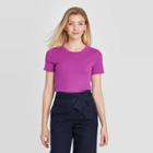 Women's Short Sleeve Rib T-shirt - A New Day Purple