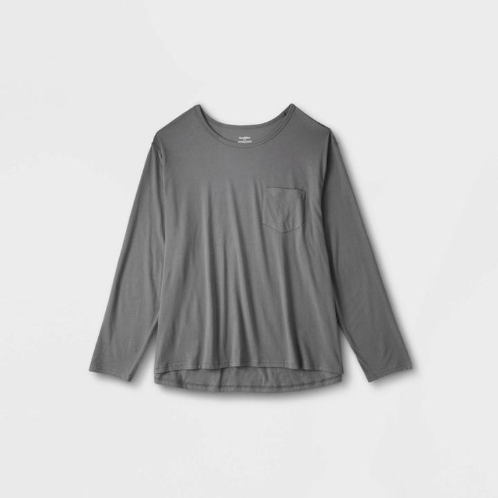 Men's Big & Tall Relaxed Fit Long Sleeve Adaptive Pocket T-shirt - Goodfellow & Co Gray