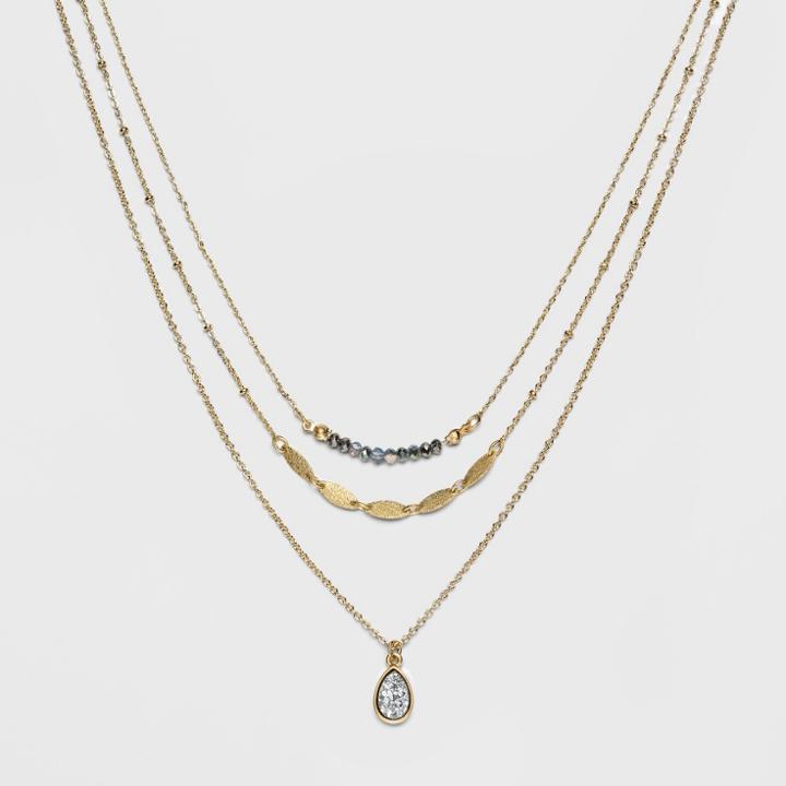 Multi Rows And Coin Chain, Glitzys, And Drops Short Necklace - A New Day Gold
