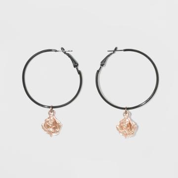 Hoop With Drop Rose Charm Earrings - Wild Fable,