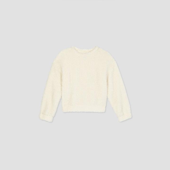 Girls' Sherpa Crew Neck Pullover - Art Class Ivory