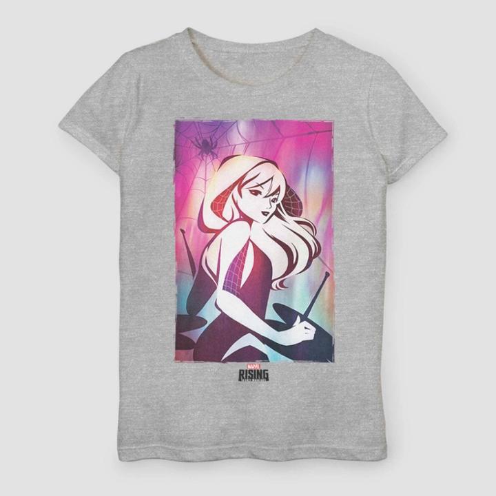 Girls' Marvel Rising: Secret Warriors Water Gwen Short Sleeve T-shirt - Heather Gray