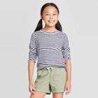 Girls' Long Sleeve Stripe Cozy Pullover - Cat & Jack Navy/white Xs, Girl's,