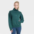 Women's Cotton Fleece 1/4 Zip Sweatshirt - All In Motion Emerald Green