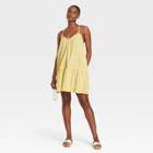Women's Sleeveless Short Pintuck Dress - Universal Thread Yellow Floral