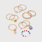 Star And Flower Charm Ring Set 10pc - Wild Fable Gold