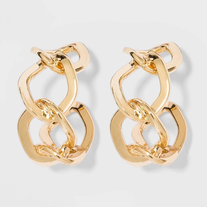 Metal Link Hoop Earrings - A New Day Gold, Gold/grey