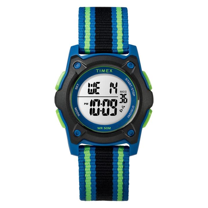 Kid's Timex Digital Watch With Striped Strap - Black Tw7c26000xy, Kids Unisex