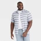 Men's Tall Striped Standard Fit Textured Short Sleeve Button-down Shirt - Goodfellow & Co Cameo White