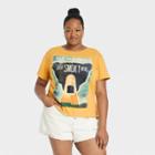 Modern Lux Women's Plus Size Smoky Mountains Short Sleeve Graphic Boyfriend T-shirt - Yellow