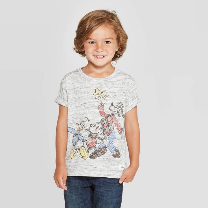 Petitetoddler Boys' Disney Mickey And Friends Short Sleeve T-shirt - Gray