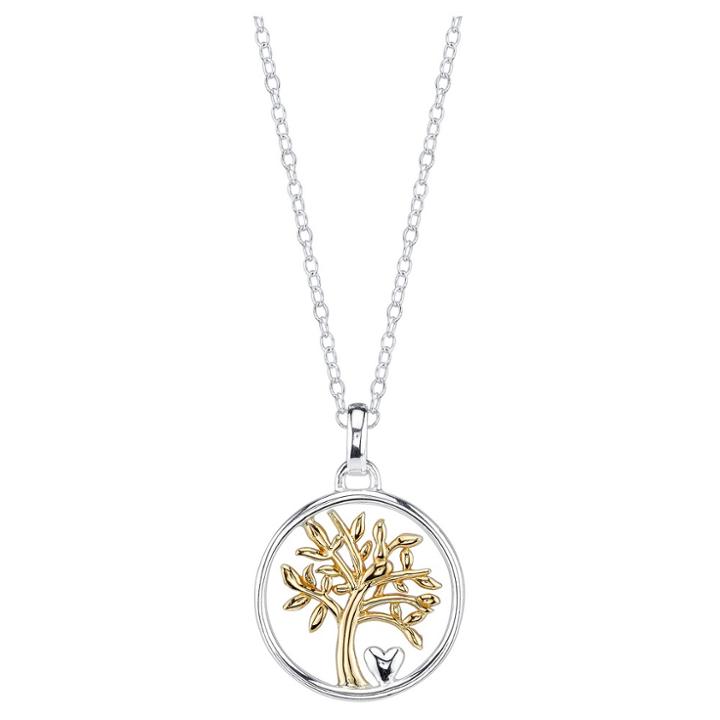 Target Women's Sterling Silver Two Tone My Family My Love Tree Necklace - Silver/gold(18)