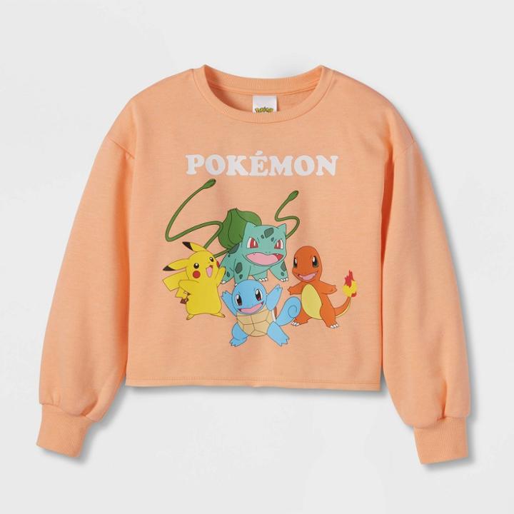 Girls' Pokemon Dreamy Fleece Pullover Sweatshirt - Orange