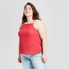 Women's Plus Size Ruffle Trim Tank Top - Universal Thread Red X