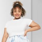 Women's Plus Size Short Sleeve Crew Neck T-shirt - Wild Fable Eco White