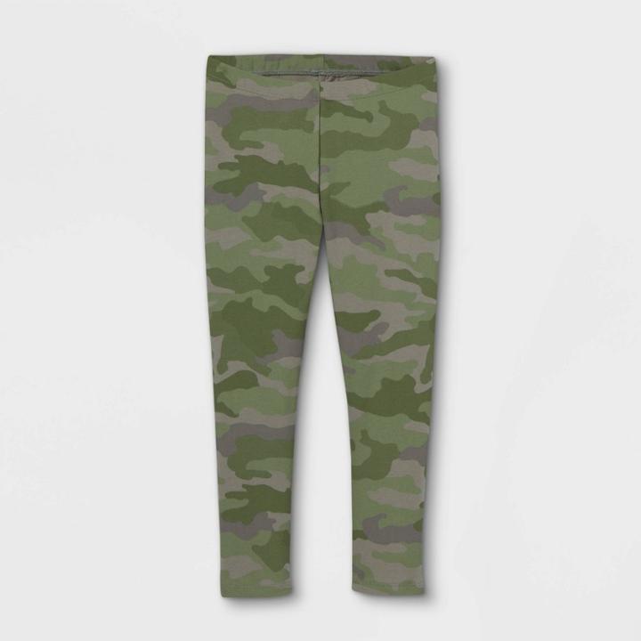 Toddler Girls' Camo Leggings - Cat & Jack Olive Green