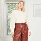 Women's Plus Size Balloon Long Sleeve Top - Who What Wear Cream