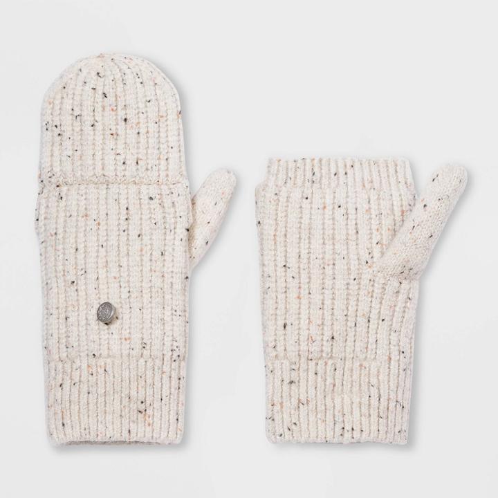 Women's Rib Flip Top Mitten - Universal Thread Cream, Ivory