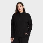 Women's Plus Size Mock Turtleneck Pullover - Ava & Viv Black X