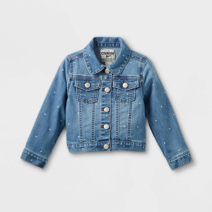 Oshkosh B'gosh Toddler Girls' Dot Print Denim Jacket - Blue