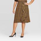 Women's Plus Size Plaid Mid-rise A Line Midi Skirt - Who What Wear Brown