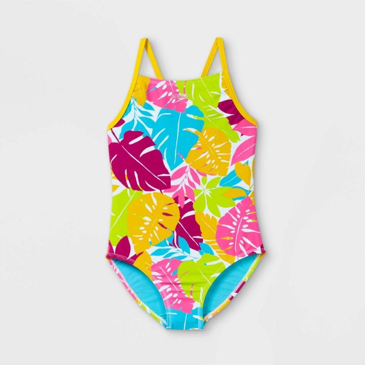 Speedo Girls' Tropical Floral Print One Piece