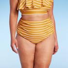 Kona Sol Women's Striped High Coverage Bikini Bottom - Kona