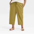 Women's Plus Size High-rise Relaxed Fit Pull-on Ankle Pants - A New Day Olive Green