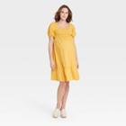 Short Sleeve Smocked Maternity Dress - Isabel Maternity By Ingrid & Isabel Yellow