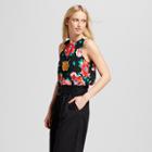 Women's Floral Print Sleeveless Longline Tank Top - Who What Wear Black/pink L, Black/pink Floral