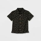 Toddler Boys' Floral Short Sleeve Button-down Shirt - Art Class Black