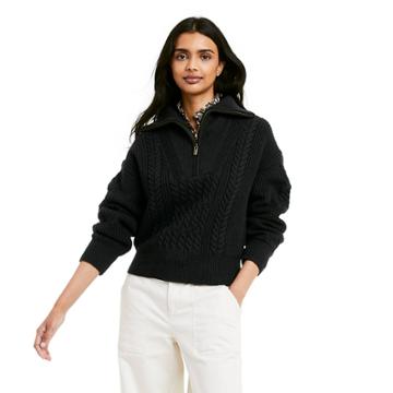 Women's Quarter Zip Cableknit Pullover Sweater - Nili Lotan X Target Black Xxs