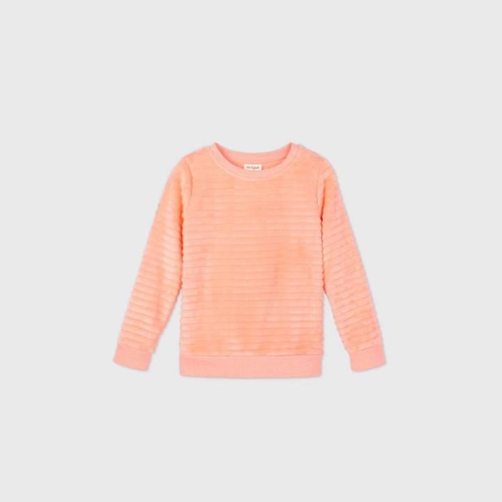 Girls' Sherpa Pullover - Cat & Jack Neon Peach