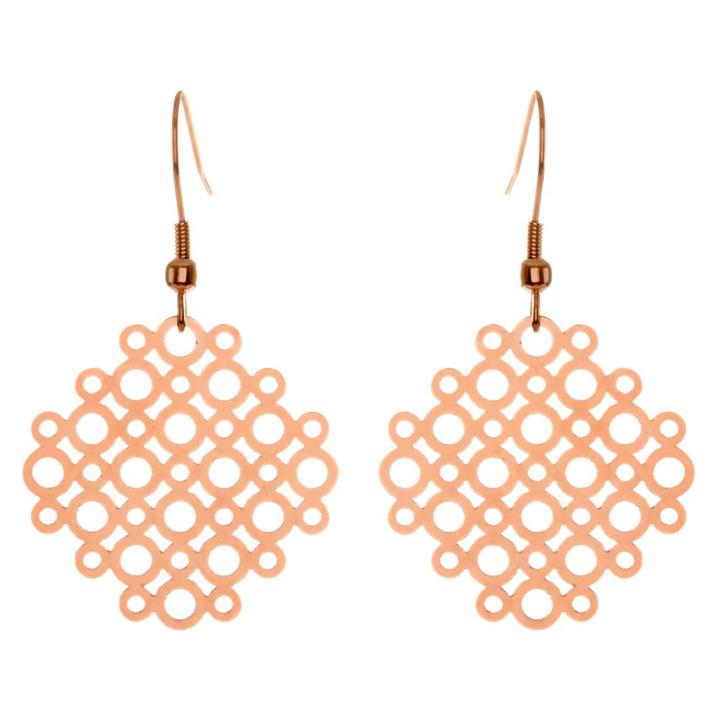 Elya Geometric Circle Dangle Earrings - Rose Gold, Rose Gold - Geometric Circle