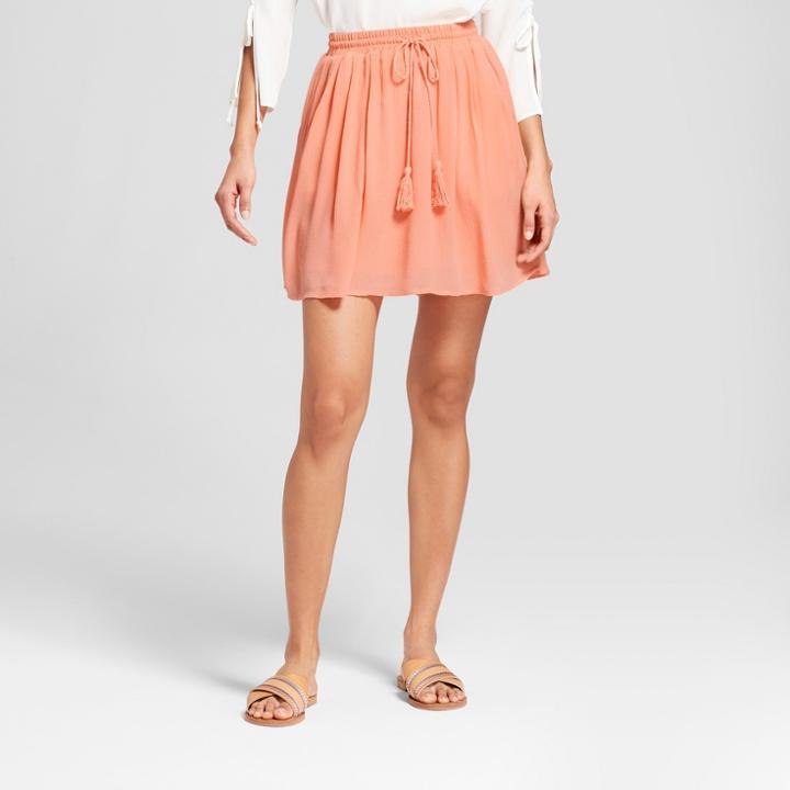 Women's Mini Skirt - Needlework Coral