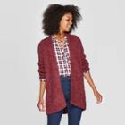 Women's Textured Long Sleeve Open Cardigan - Knox Rose Purple M, Women's,
