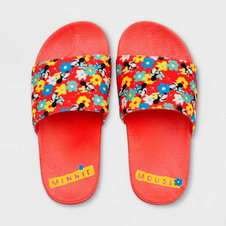 Girls' Disney Minnie Mouse Swim Slide Sandals - 7-8 - Disney