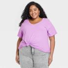 Women's Plus Size Short Sleeve V-neck Jersey T-shirt - Ava & Viv Purple