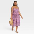 Women's Plus Size Sleeveless Tie-back A-line Dress - Universal Thread Pink Floral