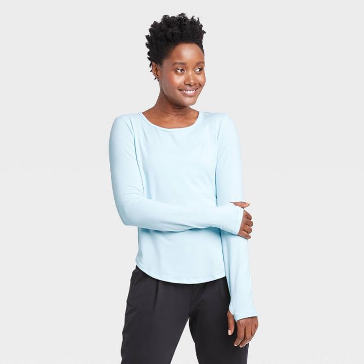 Women's Long Sleeve Essential T-shirt - All In Motion Light Blue