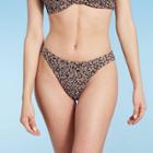 Women's Jacquard Textured High Leg Extra Cheeky Bikini Bottom - Shade & Shore Animal Print