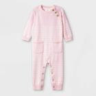 Baby Girls' Basic Striped Coverall - Cloud Island Pink