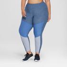 Women's Plus Size 7/8 Color Block High-waisted Leggings - Joylab Dark Denim Blue